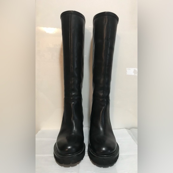 NEW +Tag~ VINCE (Made in Italy)~like COLLIN,BLACK Leather Knee High Lug Boots ~8 - Picture 4 of 10